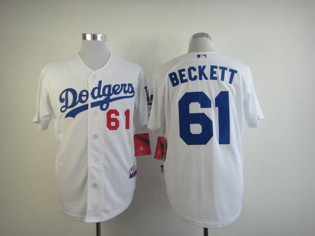 Men Los Angeles Dodgers #61 Beckett White MLB Jerseys->los angeles dodgers->MLB Jersey